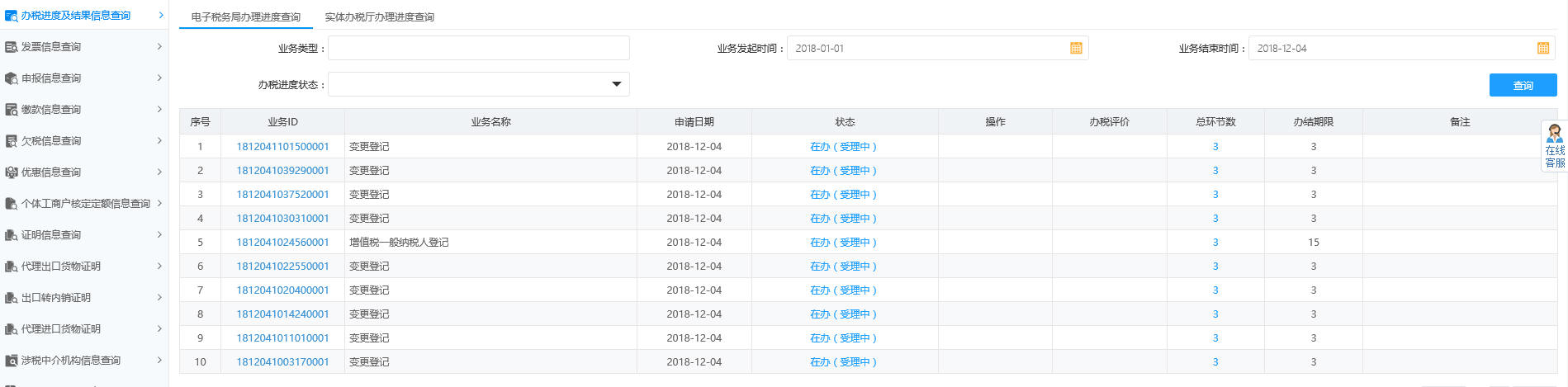 河南省電子稅務(wù)局辦稅進(jìn)度及結(jié)果信息查詢