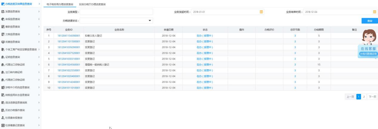 河南省電子稅務(wù)局辦稅進度及結(jié)果信息查詢