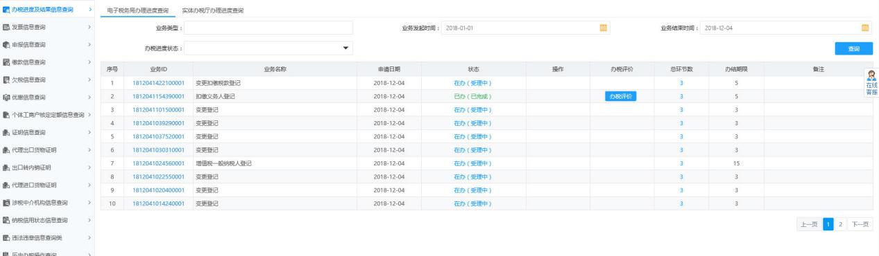 河南省電子稅務(wù)局辦稅進(jìn)度及結(jié)果信息查詢