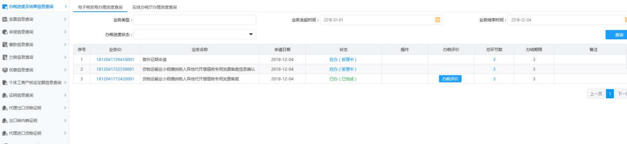 河南省電子稅務(wù)局辦稅進(jìn)度及結(jié)果信息查詢