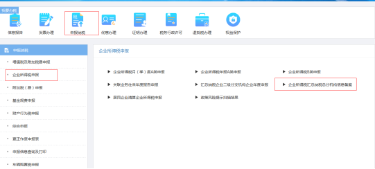 企業(yè)所得稅匯總納稅總分機(jī)構(gòu)信息備案主界面