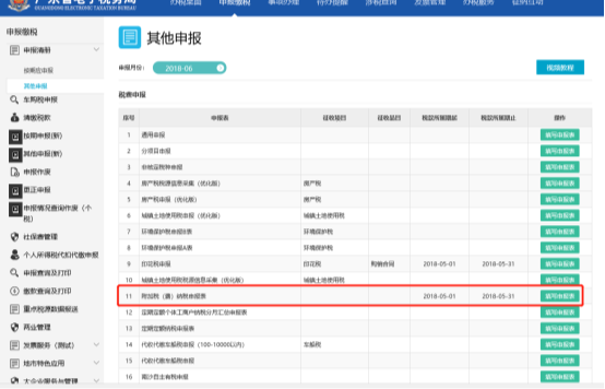 進入附加稅（費）納稅申報表