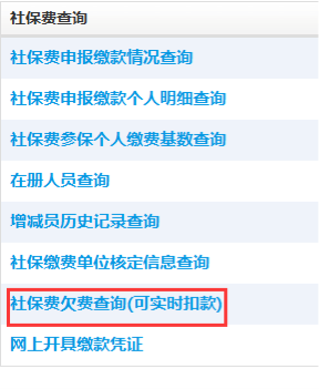 點擊社保費欠費查詢（可實時扣款）