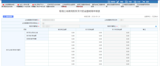 點擊【土地使用權的金額明細表】進入填表頁面