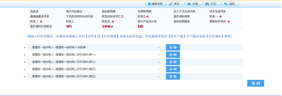 點擊申報表后方【打印】按鈕即可打印對應(yīng)申報表
