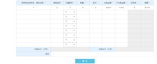 填寫購貨單位信息、貨物明細(xì)信息等