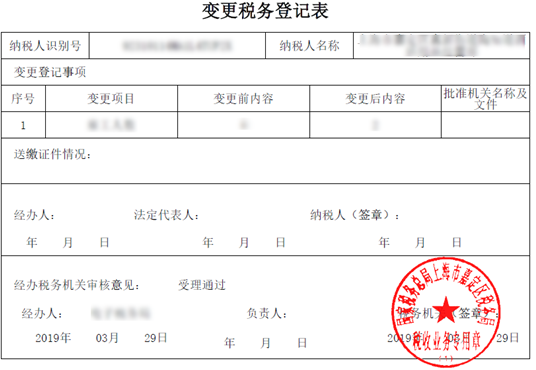 變更稅務登記表