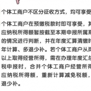 一圖說明：個體工商戶年應(yīng)納稅所得額不超過200萬元部分減半征收個人所得稅政策