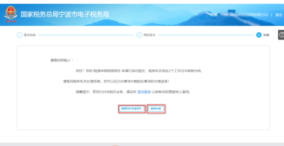 完成寧波市電子稅務局稅源申報明細報告