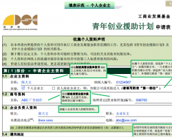 青年創(chuàng)業(yè)援助計(jì)劃申請(qǐng)表（個(gè)人企業(yè)主）